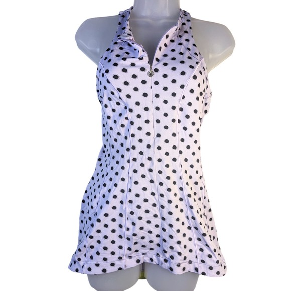lululemon athletica Tops - Lululemon 10 Womens Velo Vixen Sleeveless Jersey High Noon Dot Lilac / Black Top